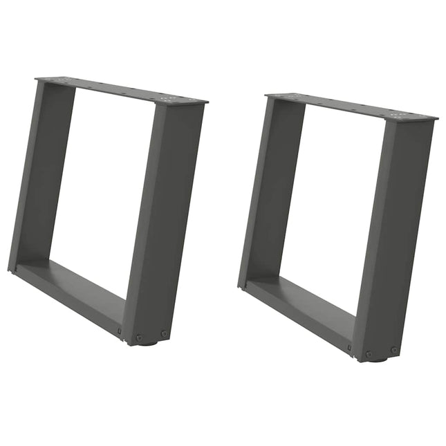 sofabordsben U-formet 2 stk. antracit 70 x (42-43) cm stål