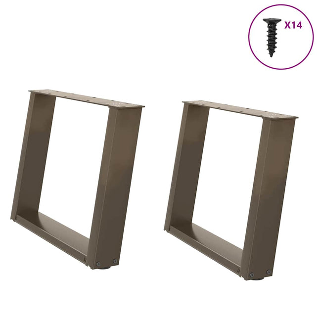 sofabordsben U-formet 2 stk. naturstål 70 x (42-43) cm stål