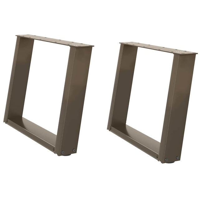 sofabordsben U-formet 2 stk. naturstål 70 x (42-43) cm stål