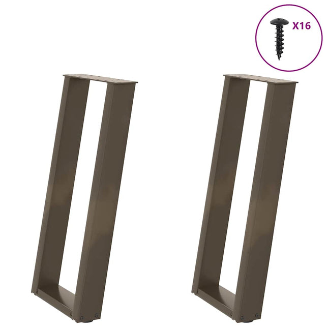 konsolbordben U-formet 2 stk. naturstål 38 x (72-73) cm stål