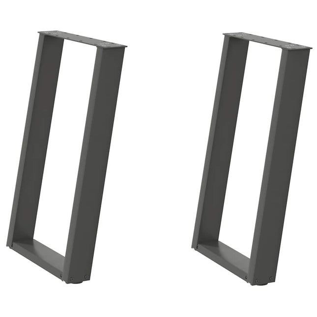 spisebordsben U-formet 2 stk. antracit 50x(72-73) cm stål