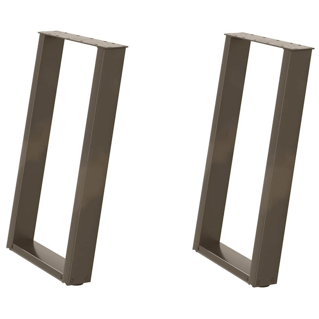 spisebordsben U-formet 2 stk. naturstål 60 x (72-73) cm stål