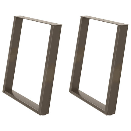 spisebordsben U-formet 2 stk. naturstål 80x(72-73) cm stål
