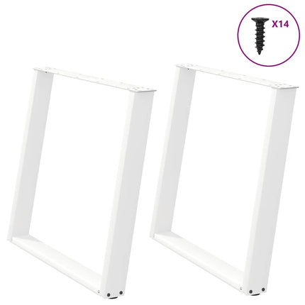 spisebordsben U-formet 2 stk. hvid 100x(72-73) cm stål