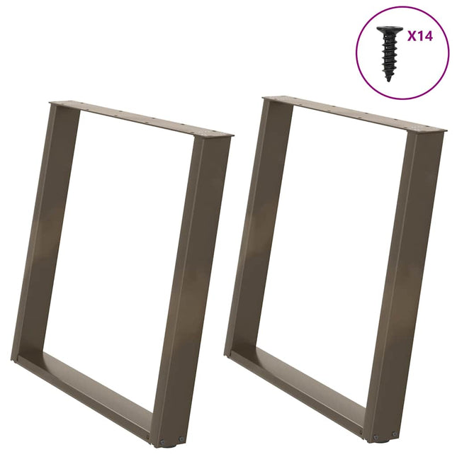 spisebordsben U-formet 2 stk. naturstål 100x(72-73) cm stål