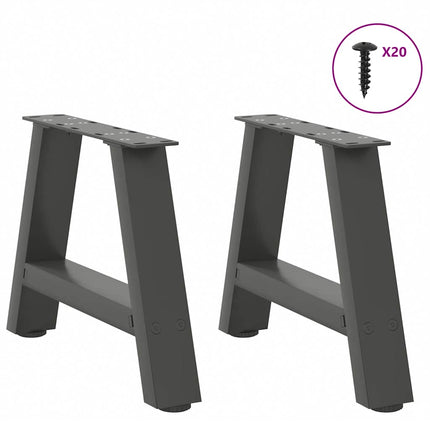 sofabordsben A-formet 2 stk. antracit 40x(30-31) cm stål