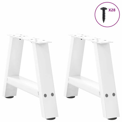 sofabordsben A-formet 2 stk. hvid 50x(30-31) cm stål