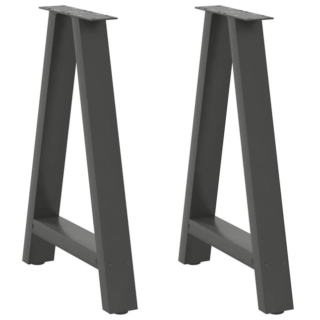 spisebordsben A-formet 2 stk. antracit 60 x (72-73) cm stål