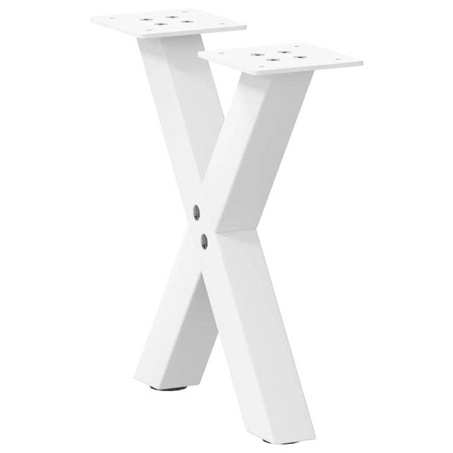 sofabordsben X-formet 2 stk. hvid 30x(30-31) cm stål