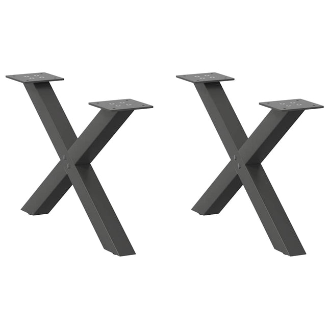 sofabordsben X-formet 2 stk. antracit 50x(30-31) cm stål