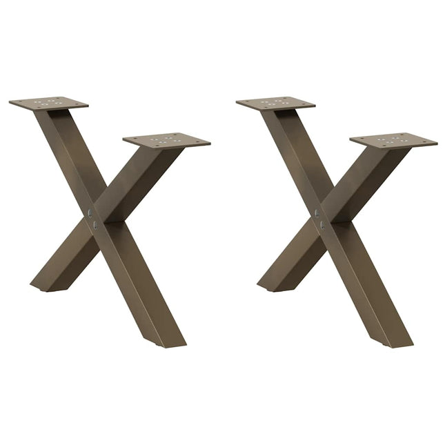 sofabordsben X-formet 2 stk. naturstål 60x(30-31) cm stål