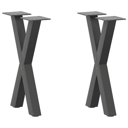 sofabordsben X-formet 2 stk. antracit 28 x (42-43) cm stål