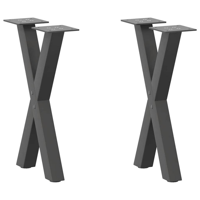 sofabordsben X-formet 2 stk. antracit 28 x (42-43) cm stål