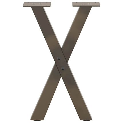 sofabordsben X-formet 2 stk. naturstål 28 x (42-43) cm stål