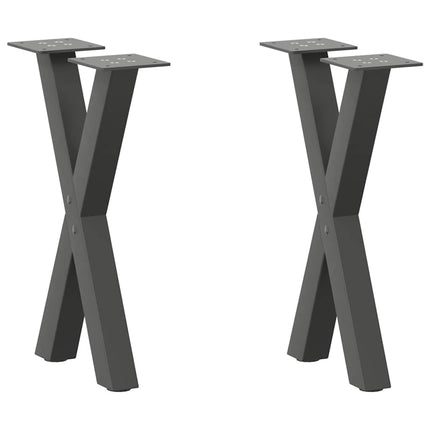 sofabordsben X-formet 2 stk. antracit 38 x (42-43) cm stål