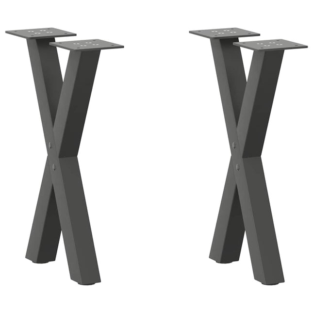 sofabordsben X-formet 2 stk. antracit 38 x (42-43) cm stål