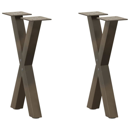 sofabordsben X-formet 2 stk. naturstål 38 x (42-43) cm stål