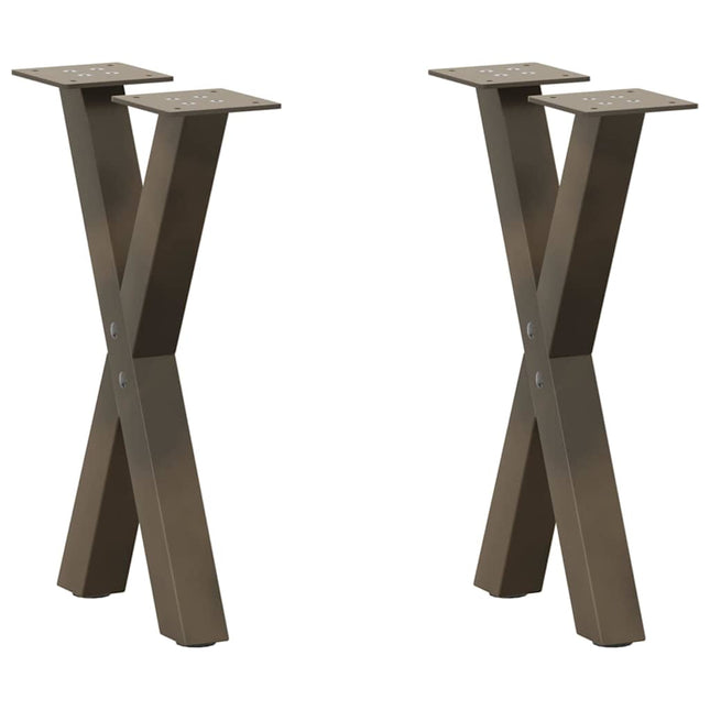 sofabordsben X-formet 2 stk. naturstål 38 x (42-43) cm stål