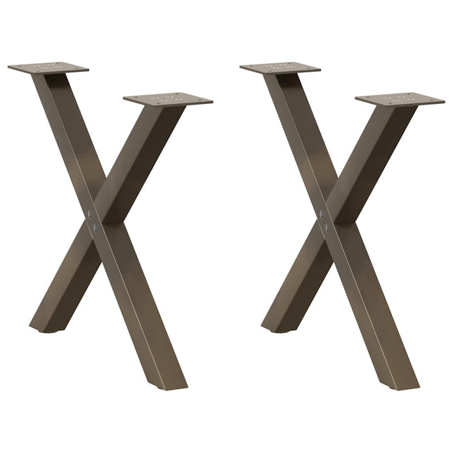 sofabordsben X-formet 2 stk. naturstål 50x(42-43) cm stål