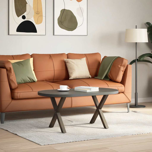 sofabordsben X-formet 2 stk. naturstål 50x(42-43) cm stål