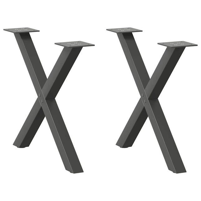 sofabordsben X-formet 2 stk. antracit 60 x (42-43) cm stål