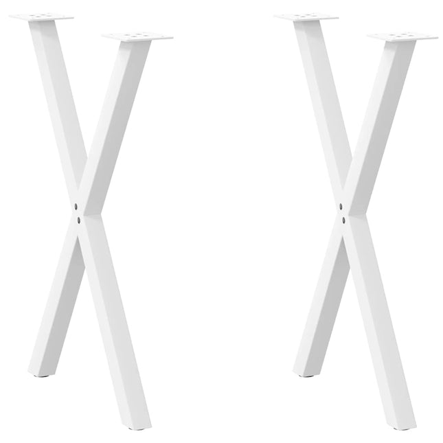 spisebordsben X-formet 2 stk. hvid 50x(72-73) cm stål