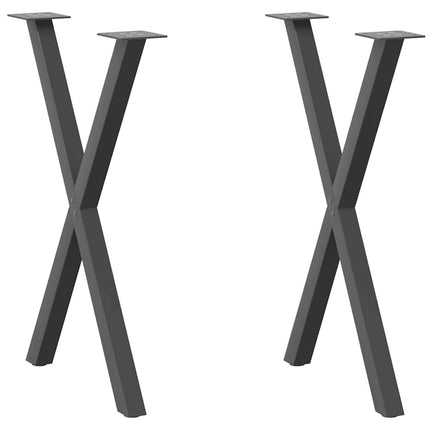 spisebordsben X-formet 2 stk. antracit 50x(72-73) cm stål