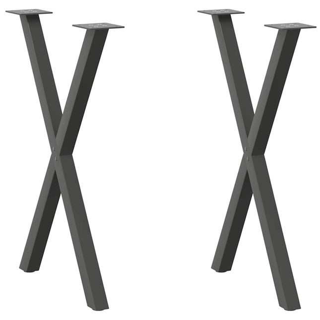 spisebordsben X-formet 2 stk. antracit 50x(72-73) cm stål