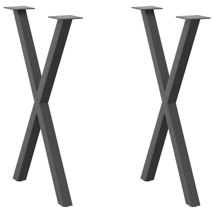 spisebordsben X-formet 2 stk. antracit 57 x (72-73) cm stål