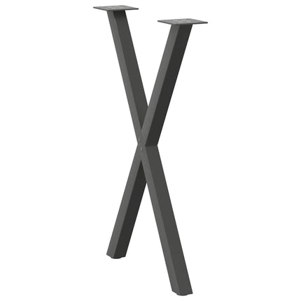 spisebordsben X-formet 2 stk. antracit 57 x (72-73) cm stål