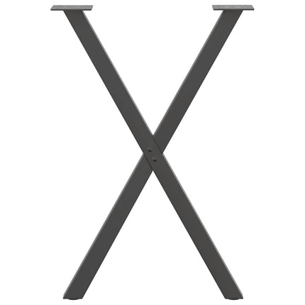 spisebordsben X-formet 2 stk. antracit 57 x (72-73) cm stål