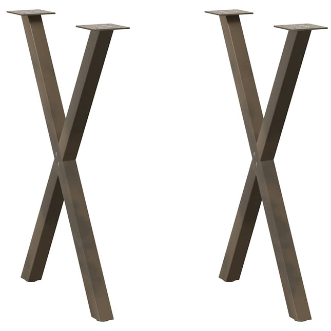 spisebordsben X-formet 2 stk. naturstål 57 x (72-73) cm stål