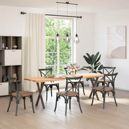 spisebordsben X-formet 2 stk. naturstål 57 x (72-73) cm stål