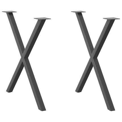 spisebordsben X-formet 2 stk. antracit 70 x (72-73) cm stål