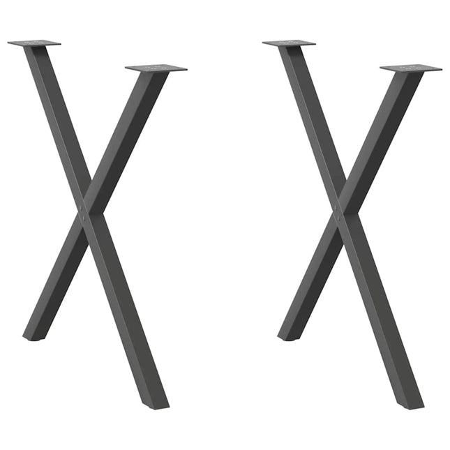 spisebordsben X-formet 2 stk. antracit 70 x (72-73) cm stål