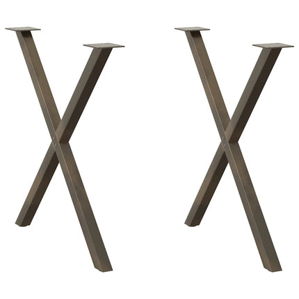 spisebordsben X-formet 2 stk. naturstål 70 x (72-73) cm stål