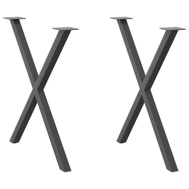 spisebordsben X-formet 2 stk. antracit 80x(72-73) cm stål