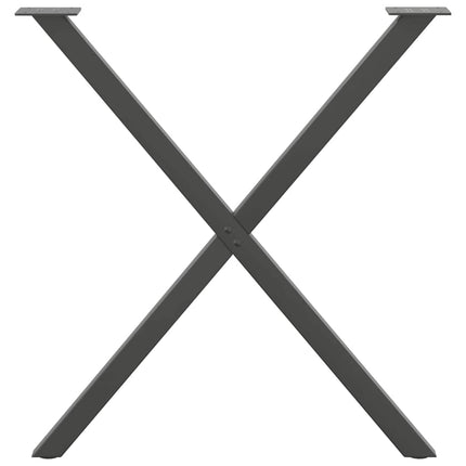 spisebordsben X-formet 2 stk. antracit 80x(72-73) cm stål