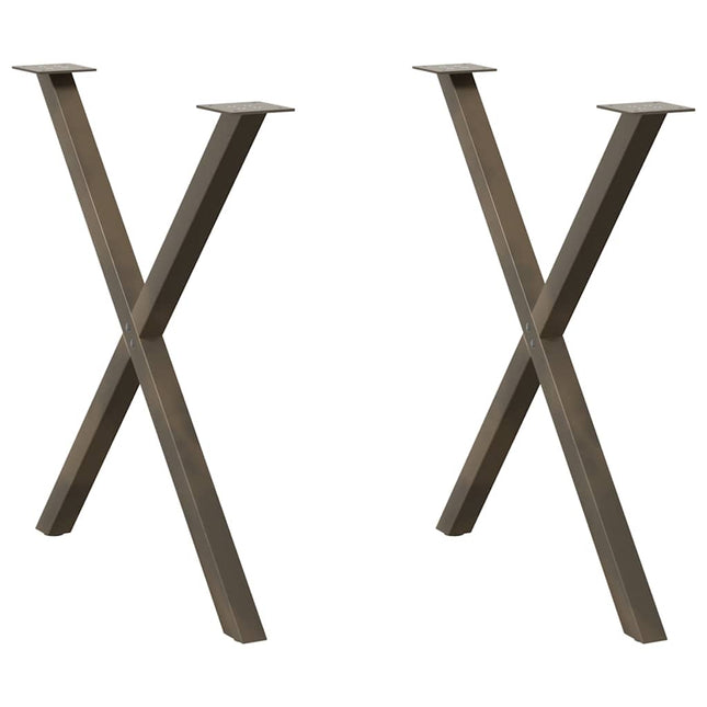 spisebordsben X-formet 2 stk. naturstål 80x(72-73) cm stål