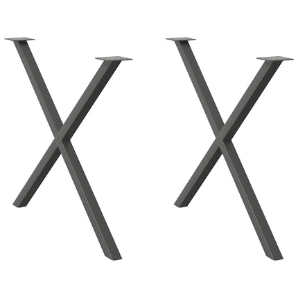 spisebordsben X-formet 2 stk. antracit 90 x (72-73) cm stål