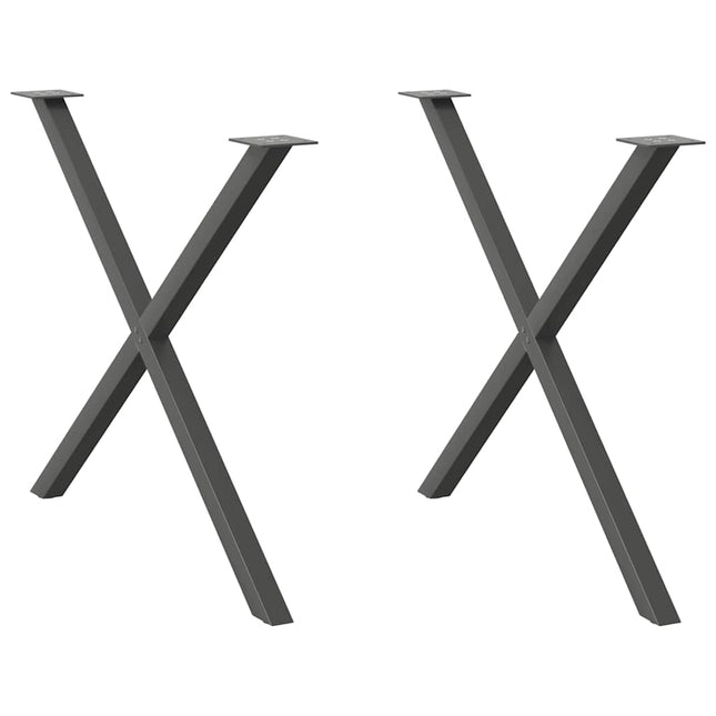 spisebordsben X-formet 2 stk. antracit 90 x (72-73) cm stål