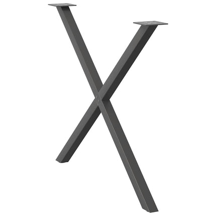 spisebordsben X-formet 2 stk. antracit 90 x (72-73) cm stål