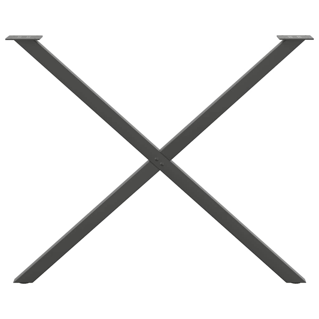 spisebordsben X-formet 2 stk. antracit 90 x (72-73) cm stål