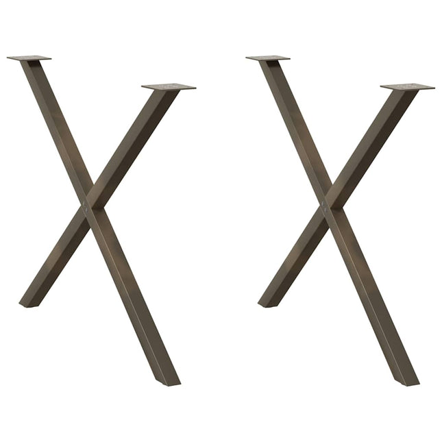 spisebordsben X-formet 2 stk. naturstål 90x(72-73) cm stål