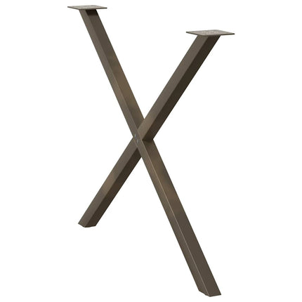 spisebordsben X-formet 2 stk. naturstål 90x(72-73) cm stål
