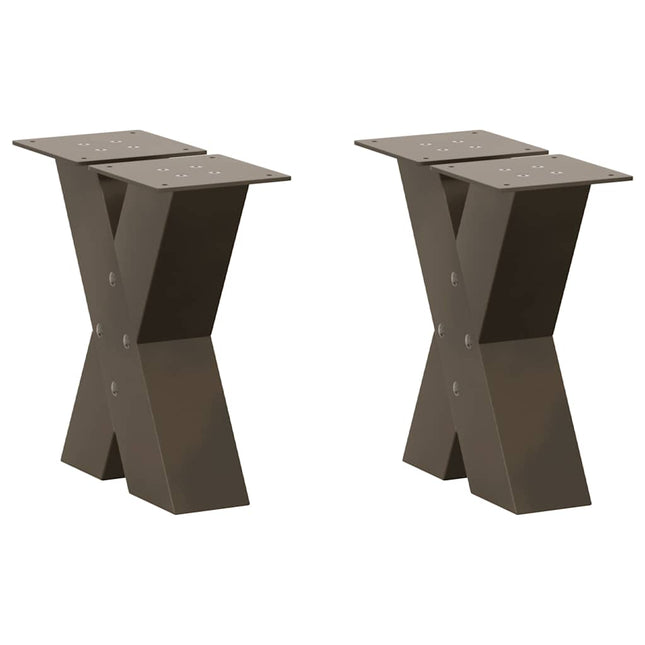 sofabordsben X-formet 2 stk. naturstål 30x(30-31) cm stål