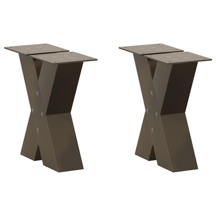 sofabordsben X-formet 2 stk. naturstål 40x(30-31) cm stål