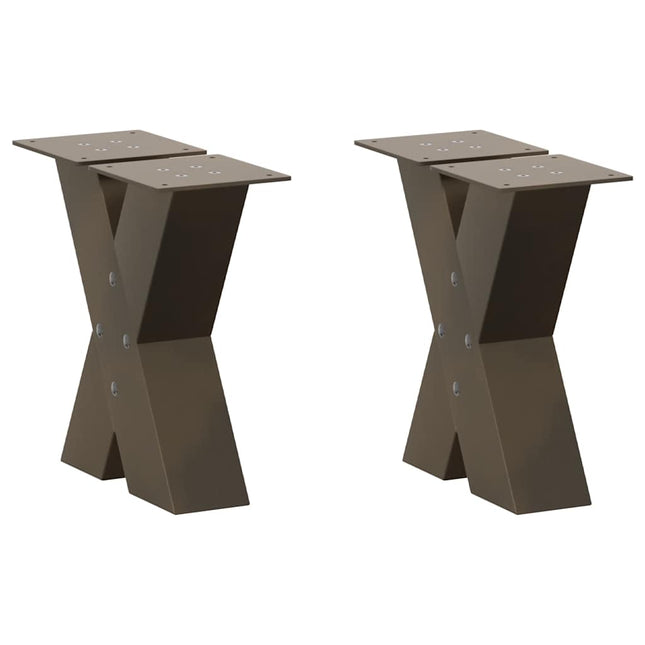 sofabordsben X-formet 2 stk. naturstål 40x(30-31) cm stål