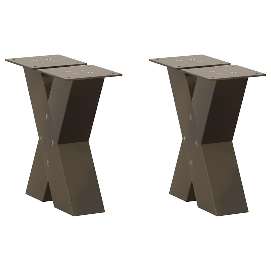 sofabordsben X-formet 2 stk. naturstål 40x(30-31) cm stål