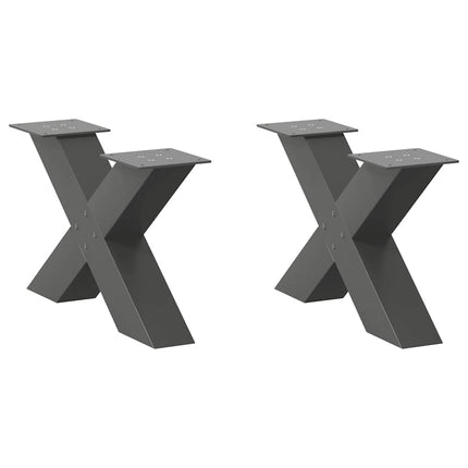 sofabordsben X-formet 2 stk. antracit 50x(30-31) cm stål